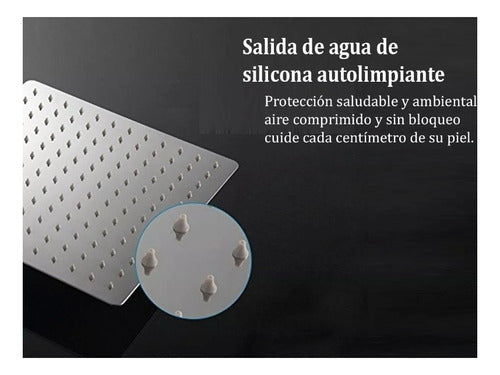 Kit De Plato-ducha Inox Cuadrado 25 Cms + Brazo 40cm