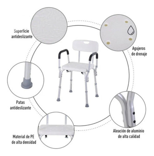 Silla Ducha Con Reposabrazos Y Respaldo