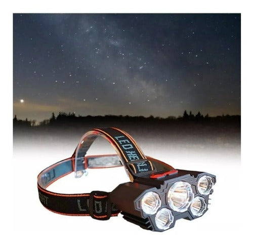 Linterna Frontal 5 Led Impermeable Recargable Por Usb Luz