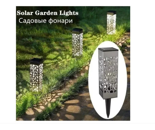 Pack 6 Foco Led Solar Estaca Jardín Tallado Luz Cálida
