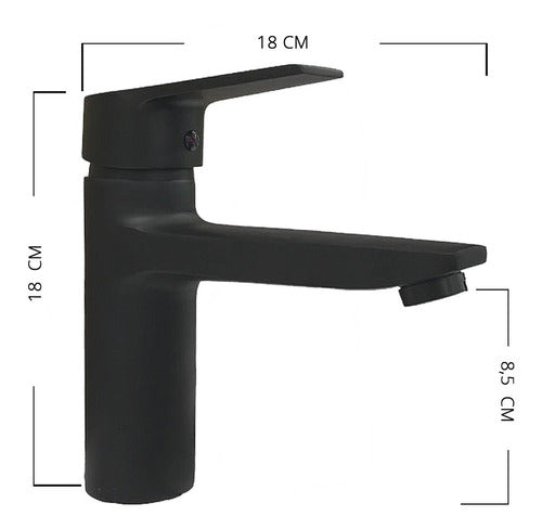 Llave Monomando Lavatorio Notte Acabado Mate Color Negro