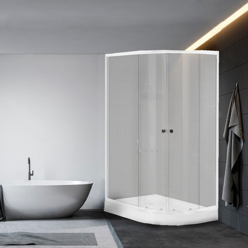 Shower Door Y Receptaculo Curvo 80x100x180 A Muro Izquierdo