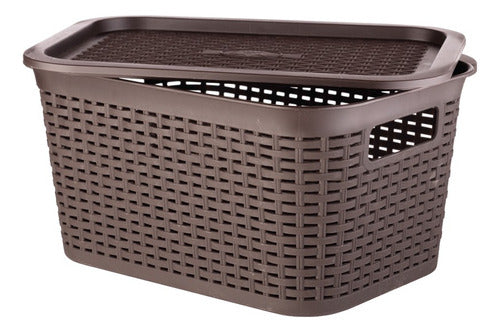 Caja Organizadora Ratán 6 Lt. / Pack 3 Un. Color Marrón Oscuro