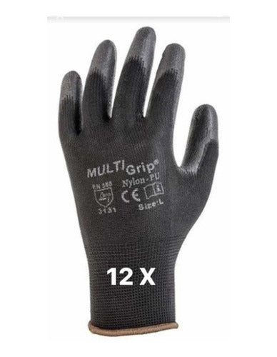 Pack 12 Guantes Trabajo Activex Multigrip Nylon Alta Calidad