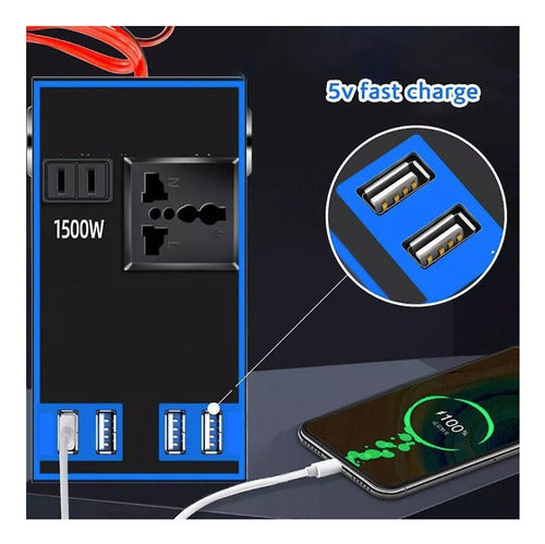 Inversor De Voltaje Auto Convertidor Corriente 12v 220v 1.5k