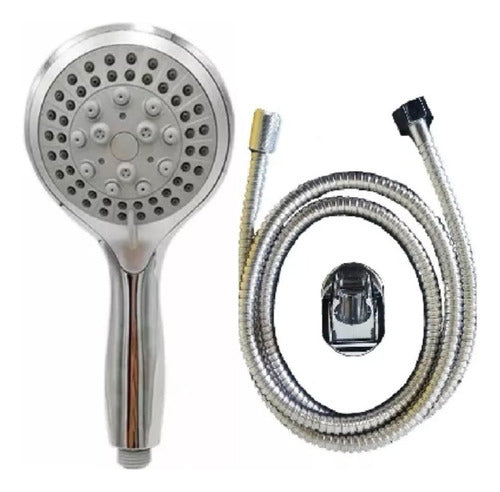 Kit Manguera Flexible Y Ducha Challa 1.85 Metros + Soporte
