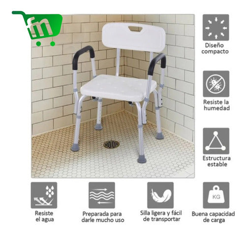 Silla Ducha Con Reposabrazos Y Respaldo