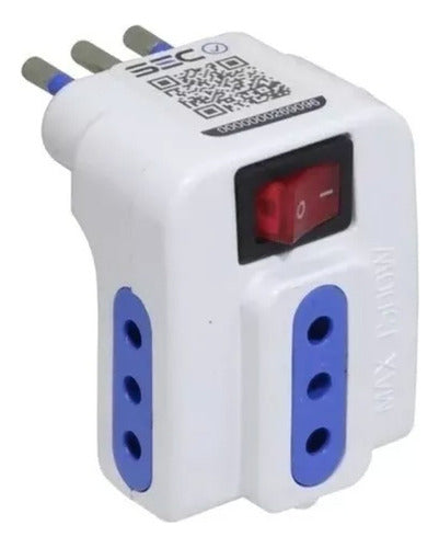Adaptador Triple con Interruptor 10A 1500W Certificado SEC