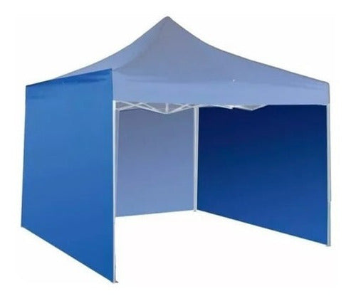 Toldo Plegable Pared Azul 3x3 + Pared Laterales