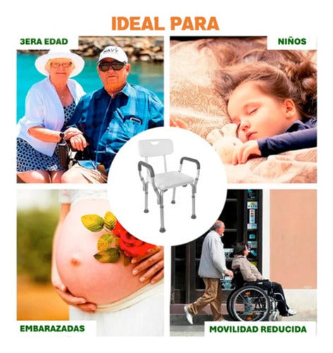 Silla Ducha Con Reposabrazos Y Respaldo