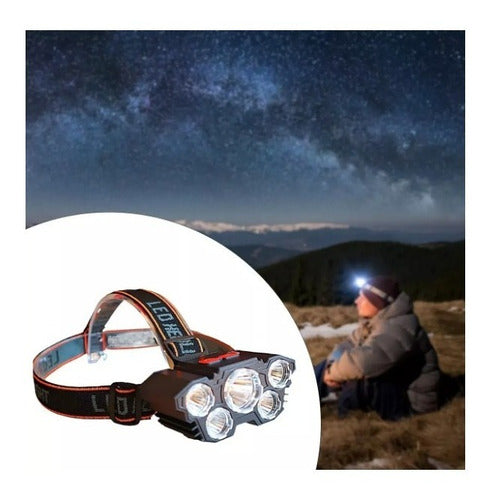 Linterna Frontal 5 Led Impermeable Recargable Por Usb Luz