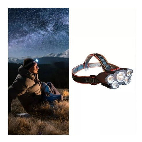 Linterna Frontal 5 Led Impermeable Recargable Por Usb Luz