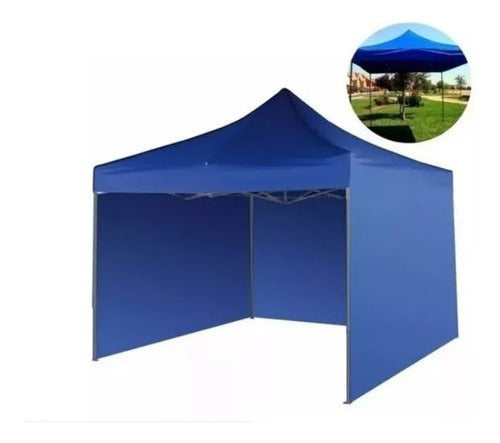 Toldo Plegable Pared Azul 3x3 + Pared Laterales