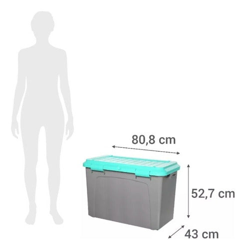 Caja Organizadora Baul Con Ruedas Almacenamiento 123 Lts