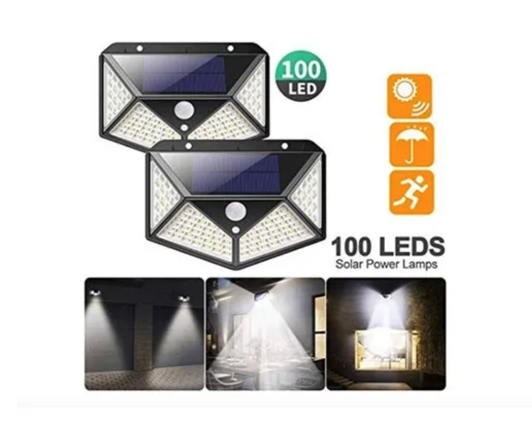 Foco Solar Led Exterior 100 Led Con Sensor De Movimiento
