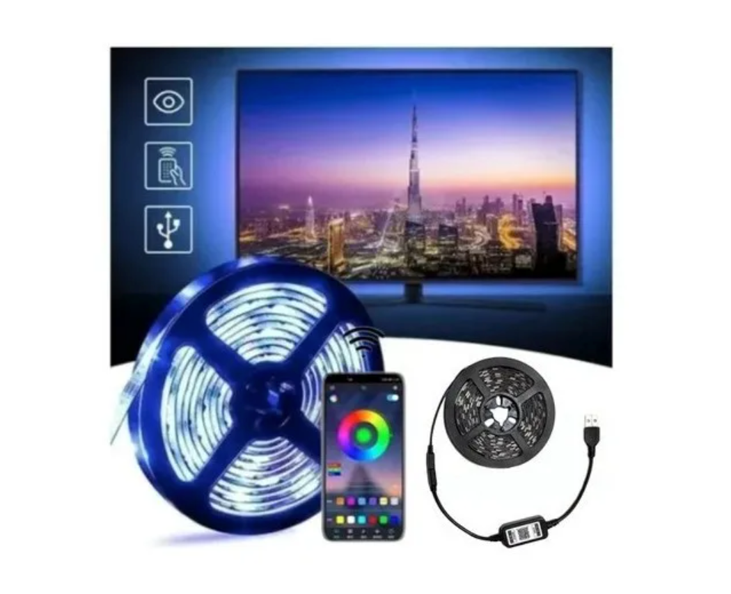 Cinta Tv Bluetooth Led 5 Metros Rgb Usb Smart 5v