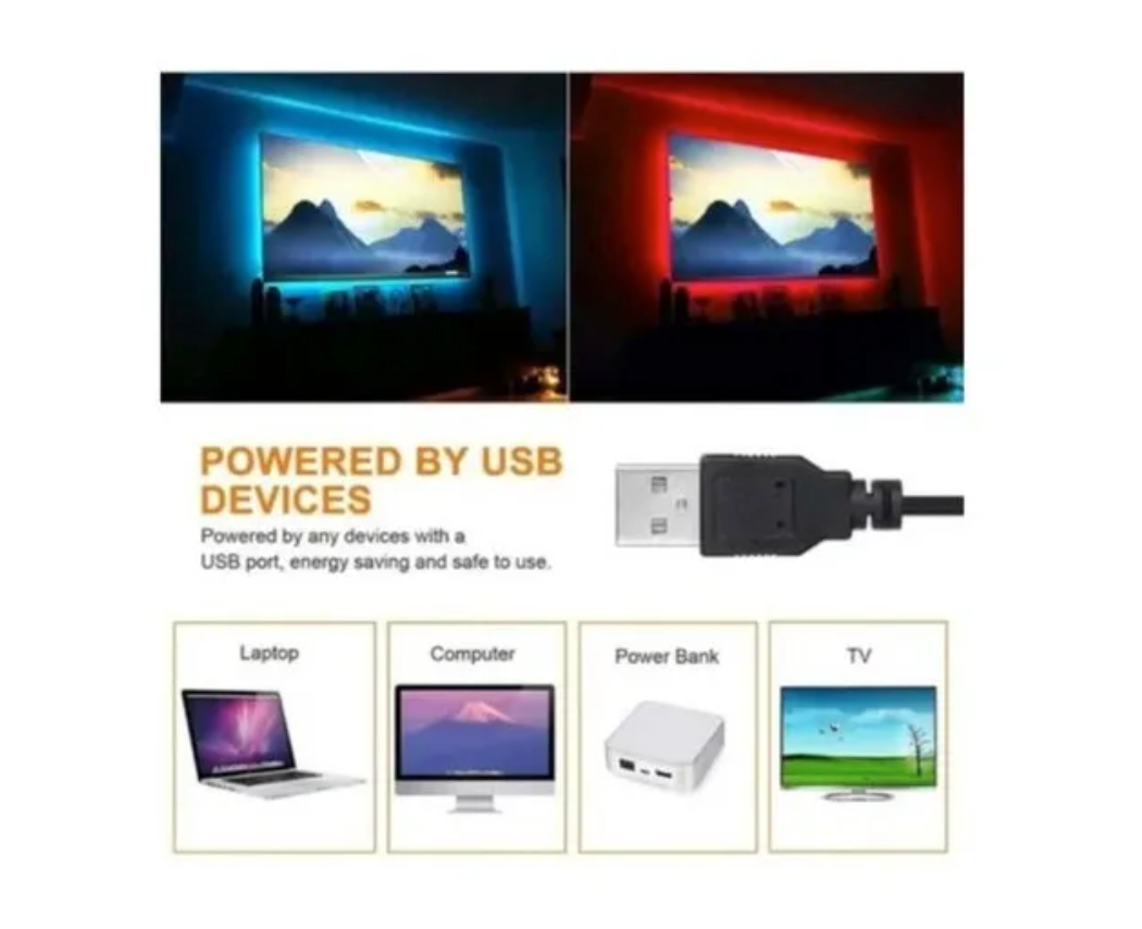 Cinta Tv Bluetooth Led 5 Metros Rgb Usb Smart 5v
