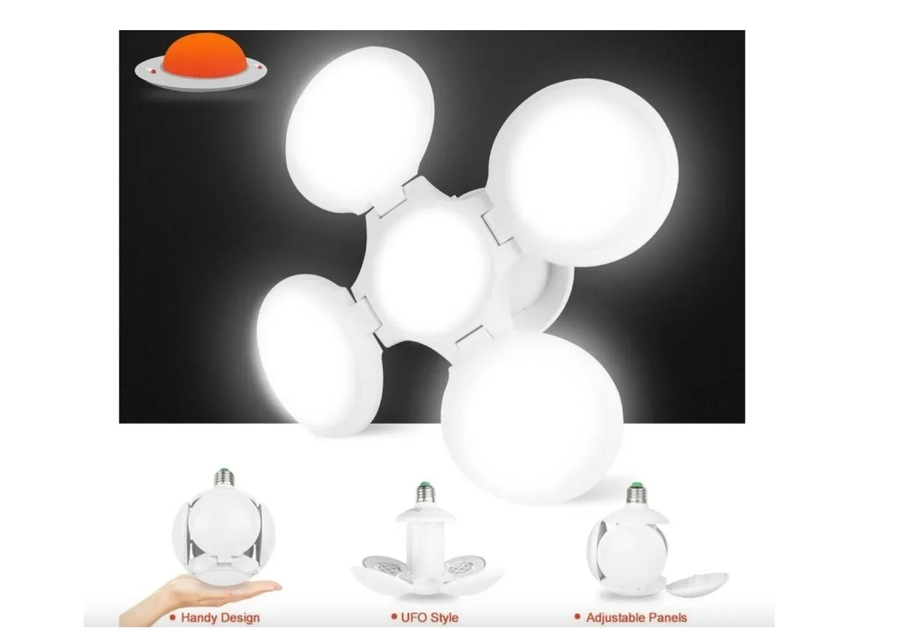 Ampolleta Lampara Led 40w Pelota Futbol Ufo Plegable