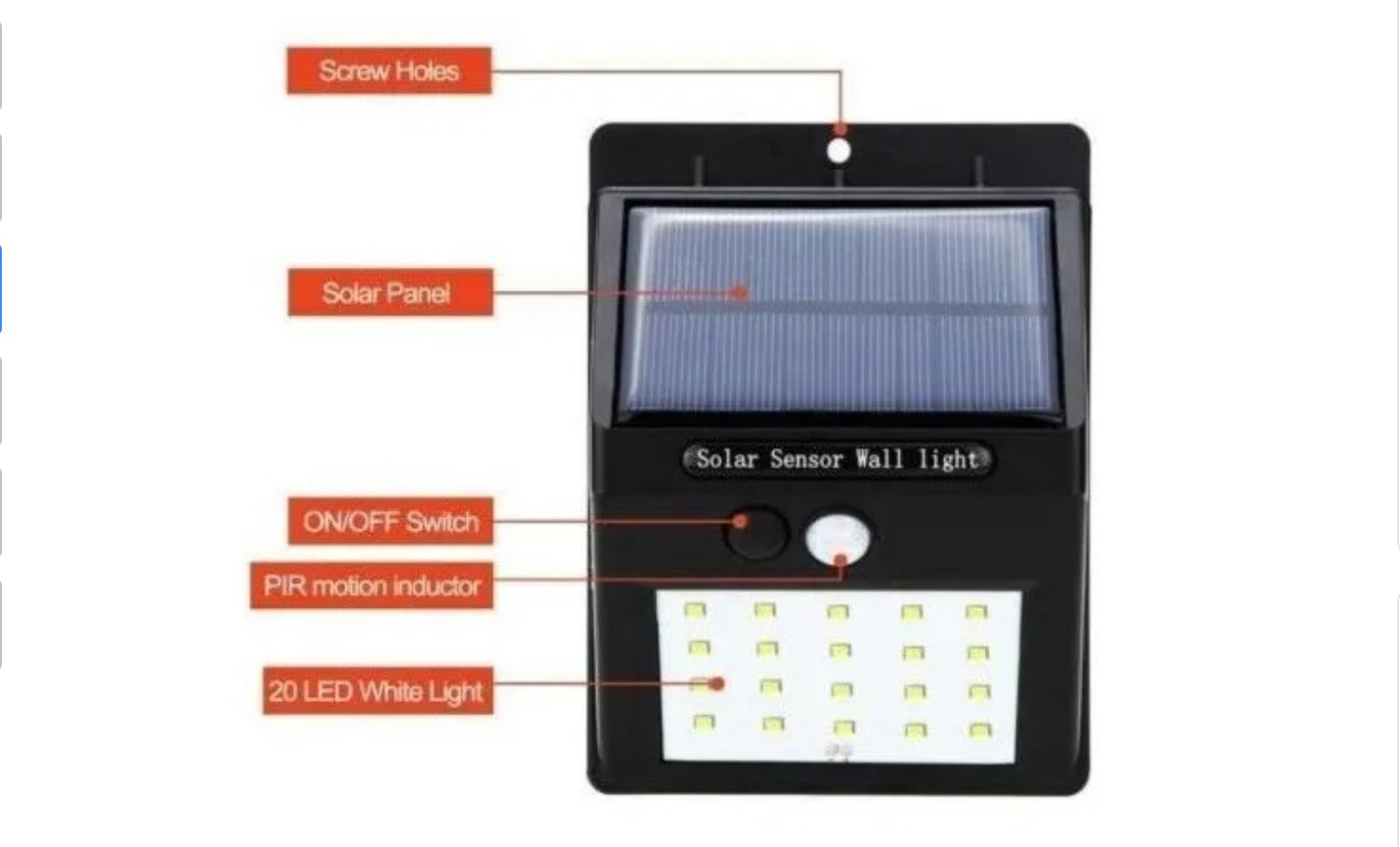 Foco 30 Led Solar Con Sensor Movimiento Exterior E Interior