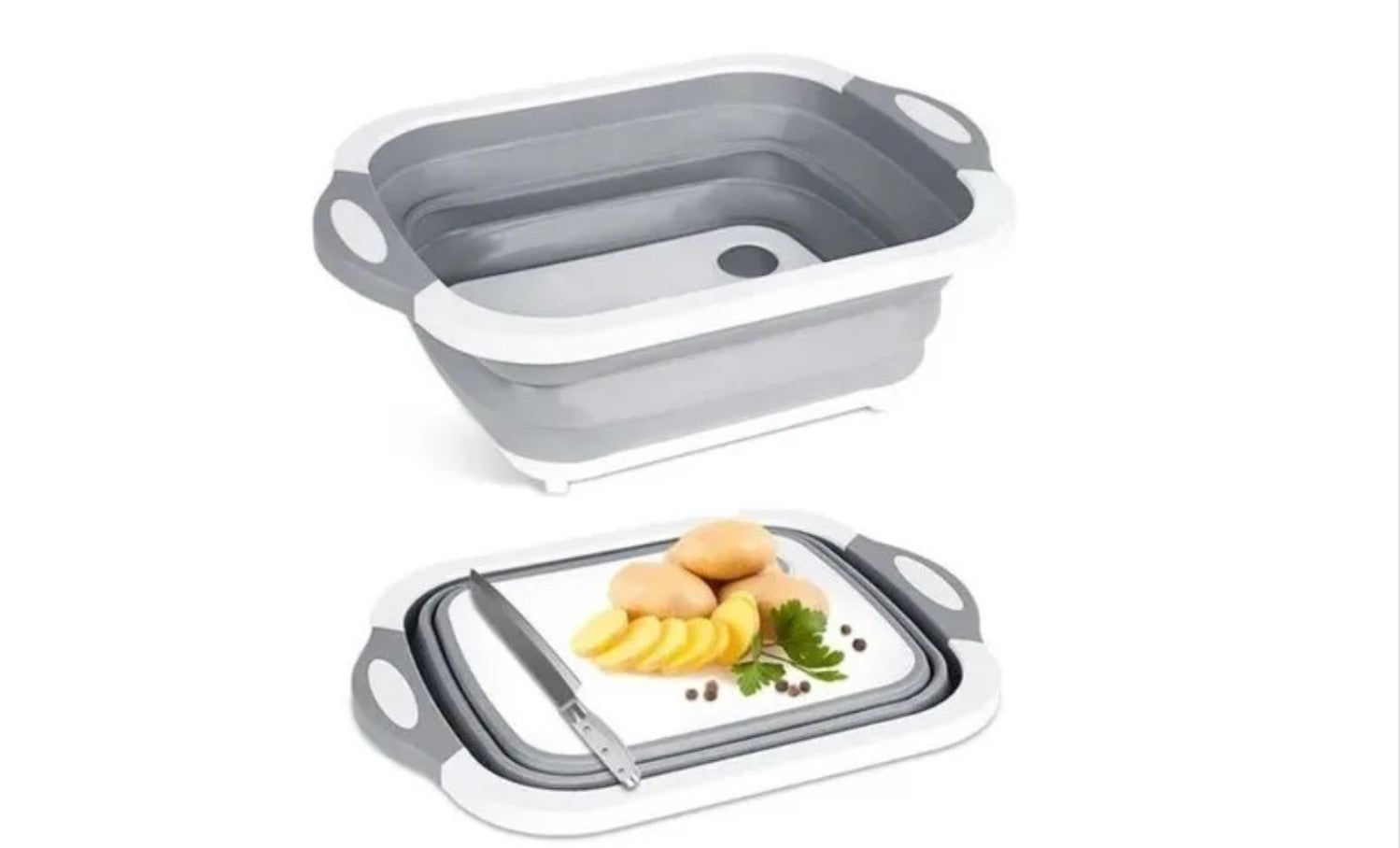 Tabla De Silicona 2 En 1 De Cortar Plegable Drenaje Cocina