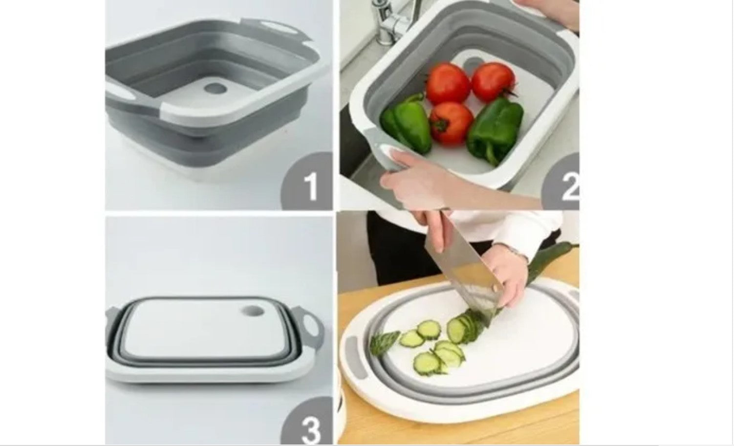 Tabla De Silicona 2 En 1 De Cortar Plegable Drenaje Cocina