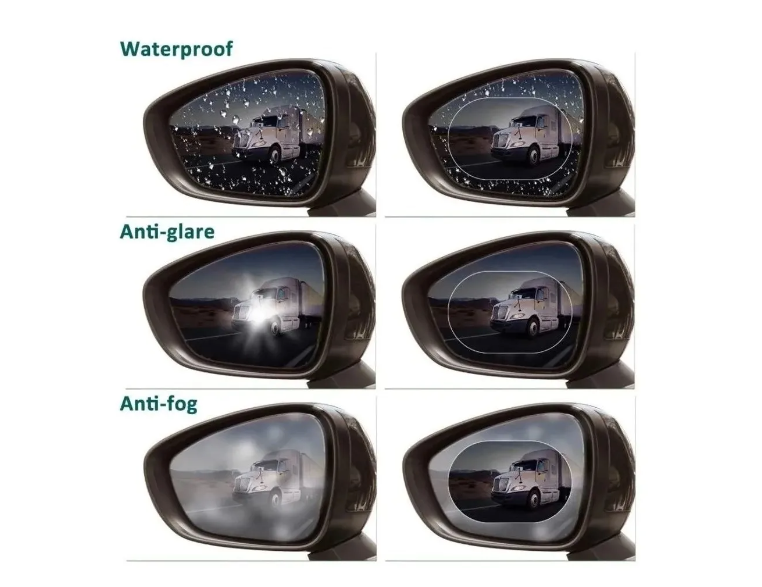 Kit Par Lamina Espejo Retrovisor Anti Lluvia Impermeable