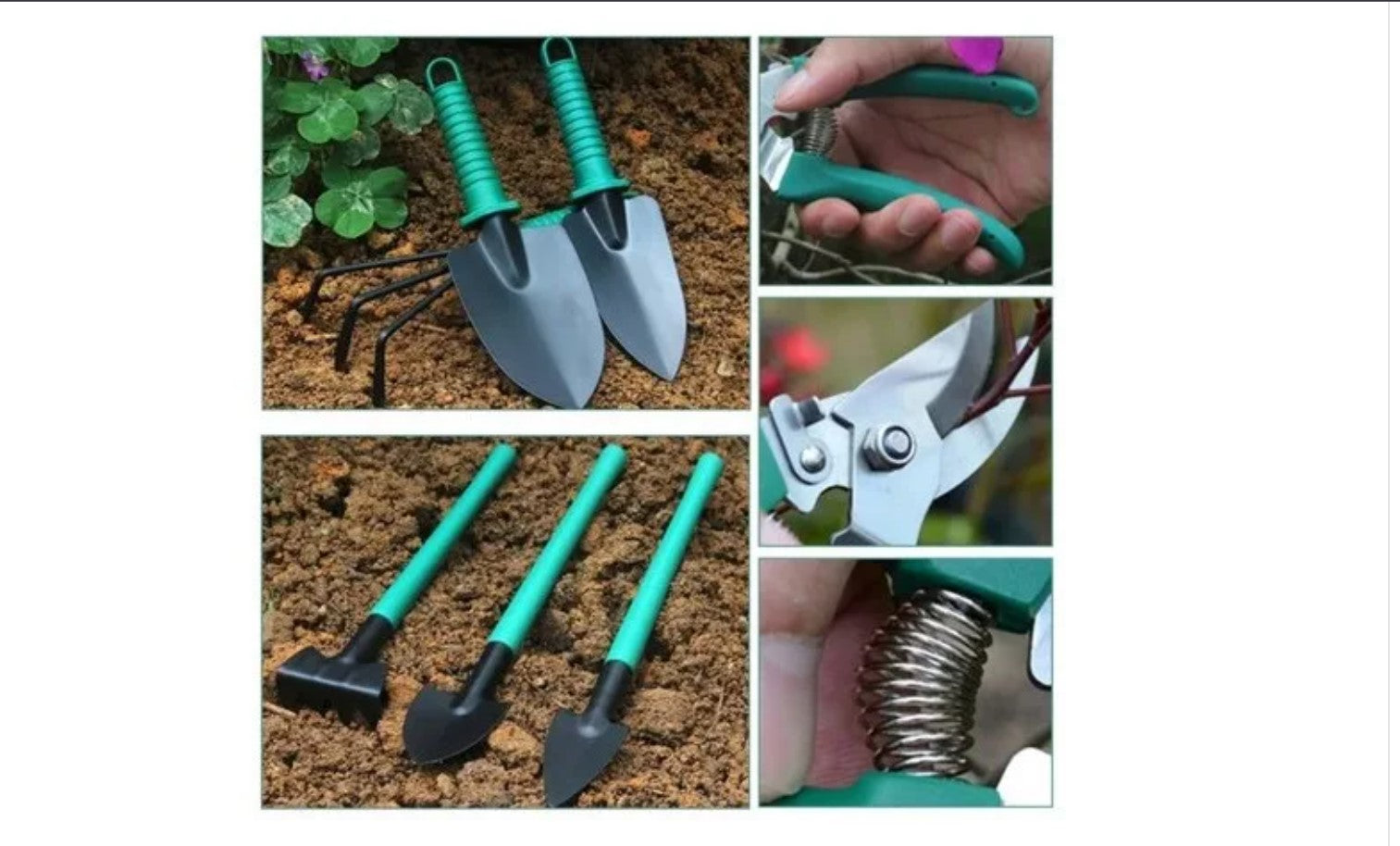 Kit Herramientas Jardinería Acero Rastrillo Tijera Podar