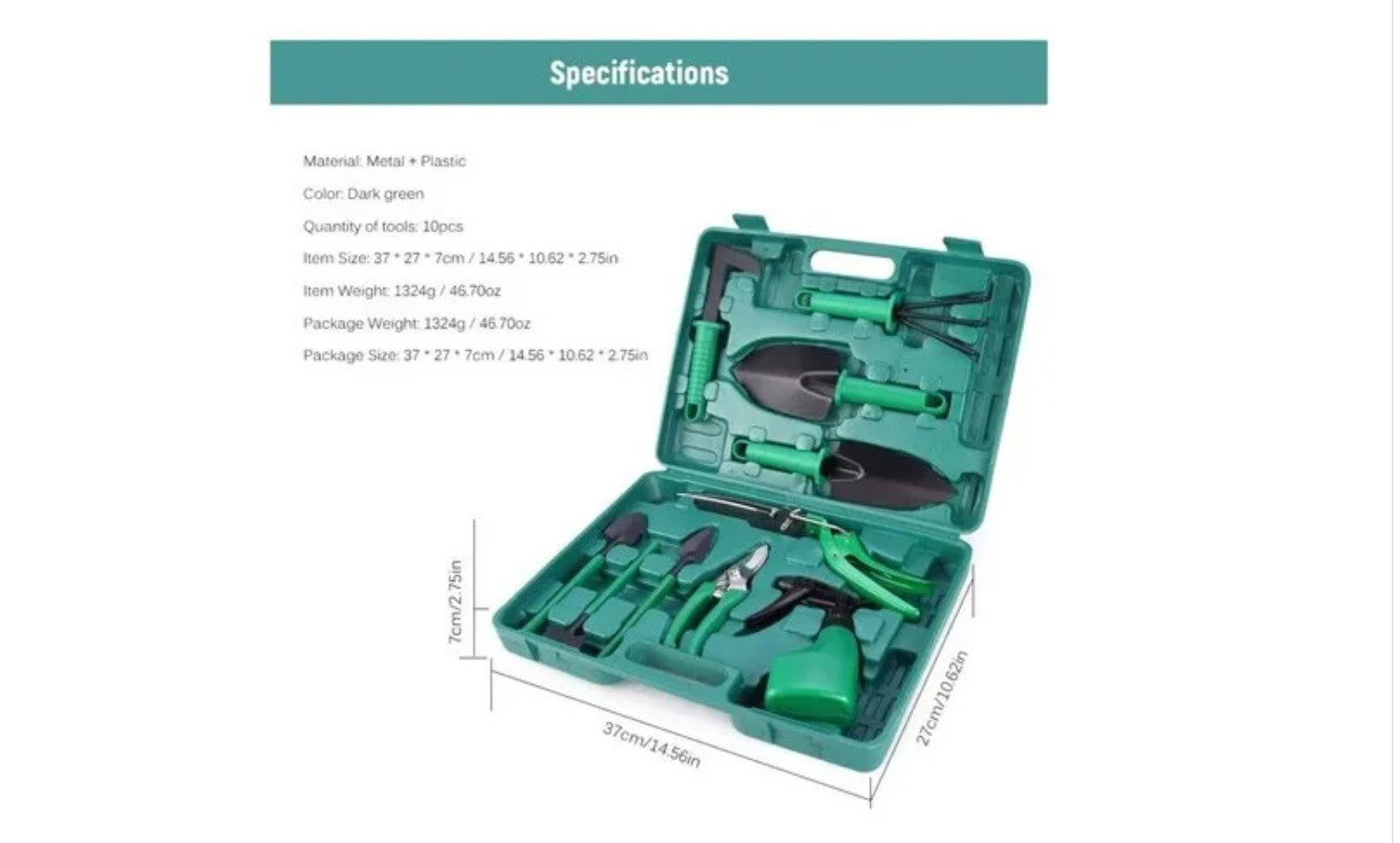 Kit Herramientas Jardinería Acero Rastrillo Tijera Podar