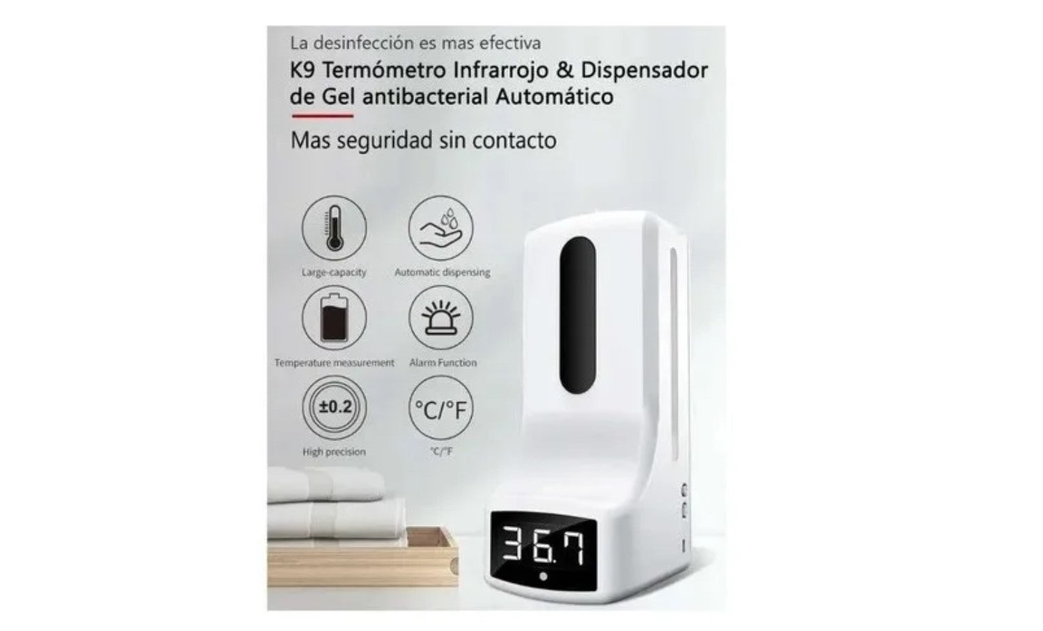 Termómetro Y Dispensador De Alcohol Gel Infrarrojo Digital