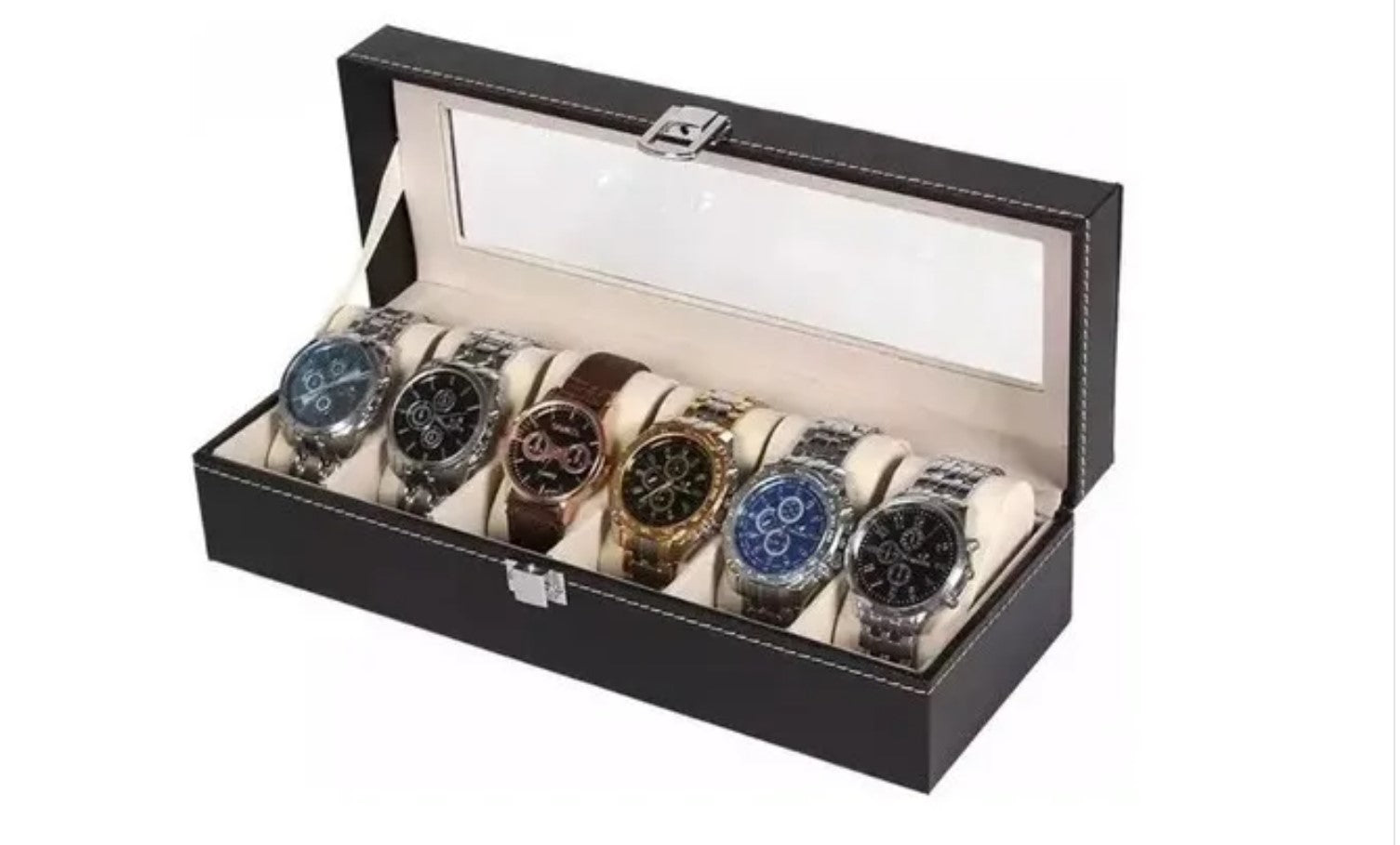 Caja Organizador Estuche Para 6 Relojes Exhibidor Ecocuero